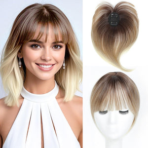 Hair Topper with Bangs Clip, 360° 3D Cover Hair Toppers for Women with Thinning Hairs - Wigtrends