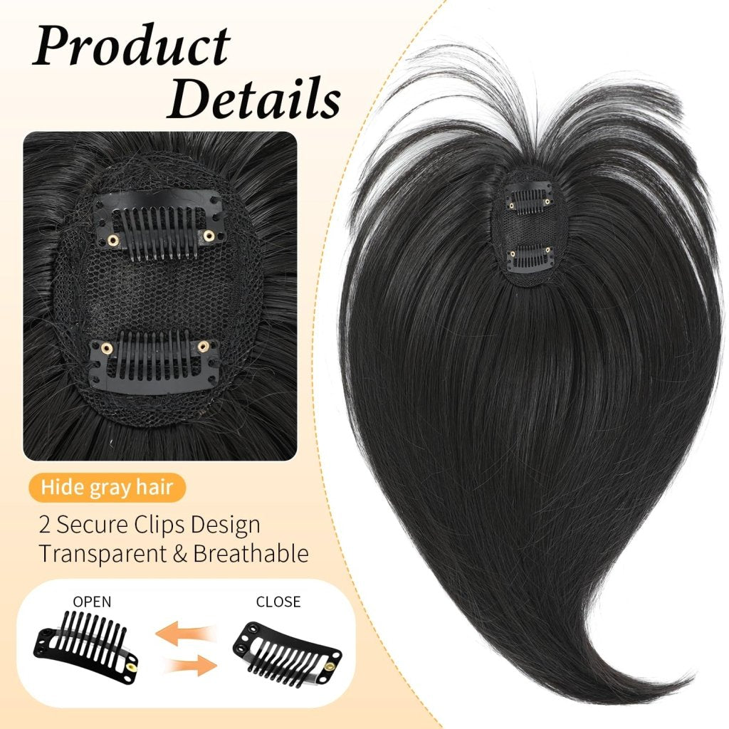Hair Topper with Bangs Clip, 360° 3D Cover Hair Toppers for Women with Thinning Hairs - Wigtrends