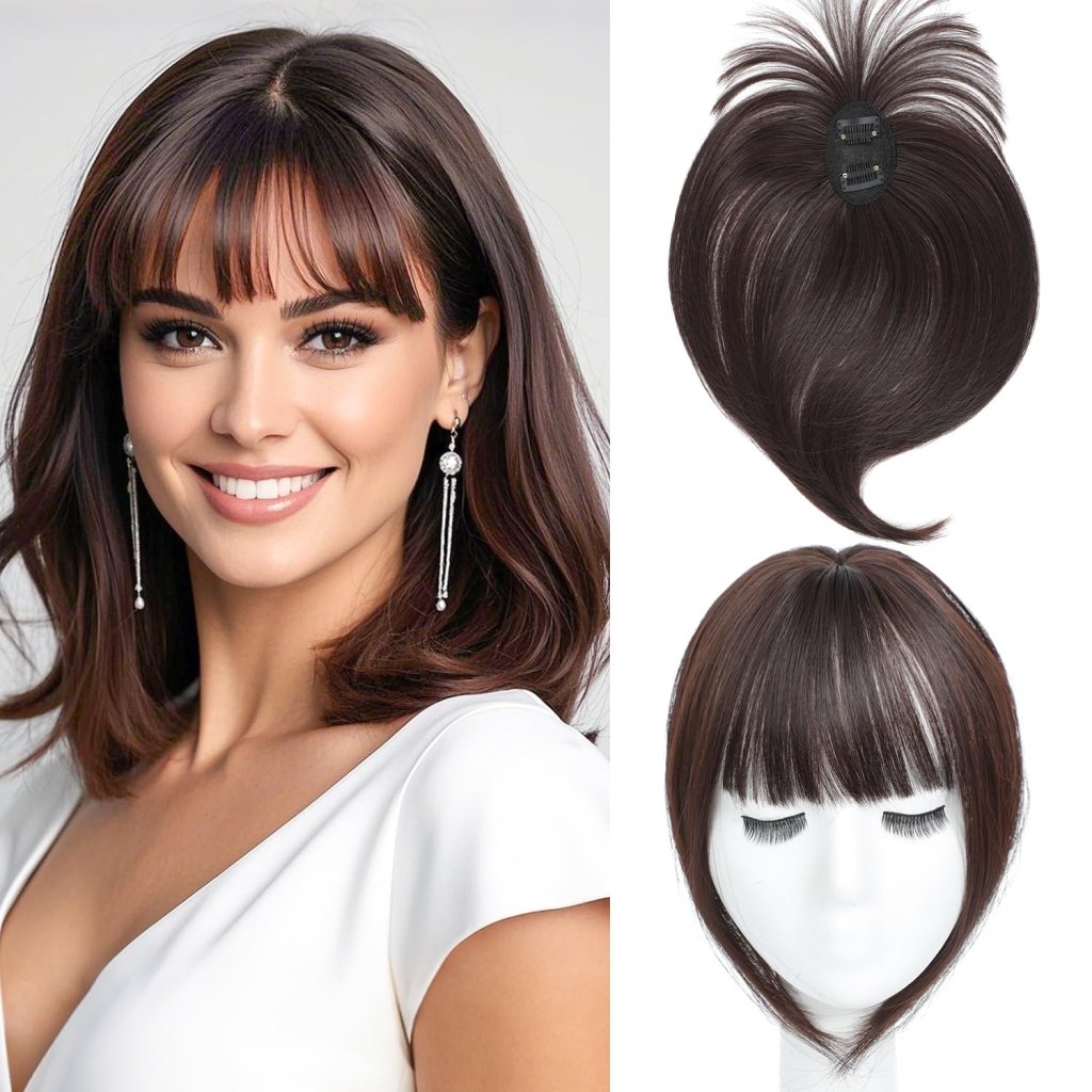 Hair Topper with Bangs Clip, 360° 3D Cover Hair Toppers for Women with Thinning Hairs - Wigtrends