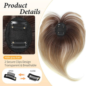 Hair Topper with Bangs Clip, 360° 3D Cover Hair Toppers for Women with Thinning Hairs - Wigtrends