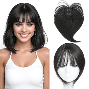 Hair Topper with Bangs Clip, 360° 3D Cover Hair Toppers for Women with Thinning Hairs - Wigtrends