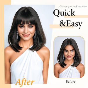 Hair Topper with Bangs Clip, 360° 3D Cover Hair Toppers for Women with Thinning Hairs - Wigtrends