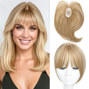 Hair Topper with Bangs Clip, 360° 3D Cover Hair Toppers for Women with Thinning Hairs - Wigtrends