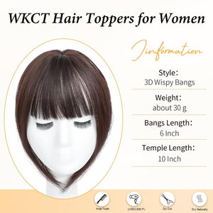 Hair Topper with Bangs Clip, 360° 3D Cover Hair Toppers for Women with Thinning Hairs - Wigtrends