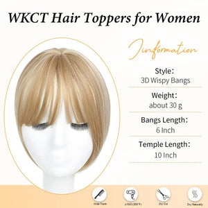Hair Topper with Bangs Clip, 360° 3D Cover Hair Toppers for Women with Thinning Hairs - Wigtrends