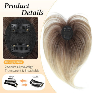 Hair Topper with Bangs Clip, 360° 3D Cover Hair Toppers for Women with Thinning Hairs - Wigtrends