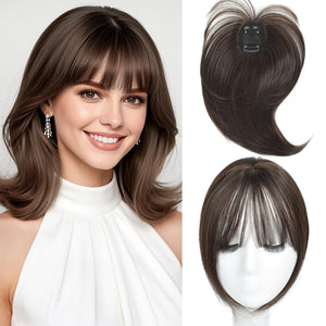 Hair Topper with Bangs Clip, 360° 3D Cover Hair Toppers for Women with Thinning Hairs - Wigtrends