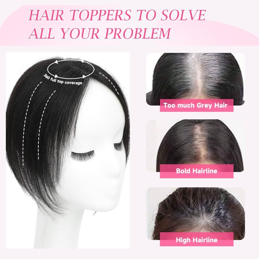 Hair Toppers 9.8” 100% Real Hair Piece Dark Brown Wig - Wigtrends