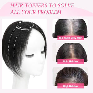 Hair Toppers 9.8” 100% Real Hair Piece Dark Brown Wig - Wigtrends