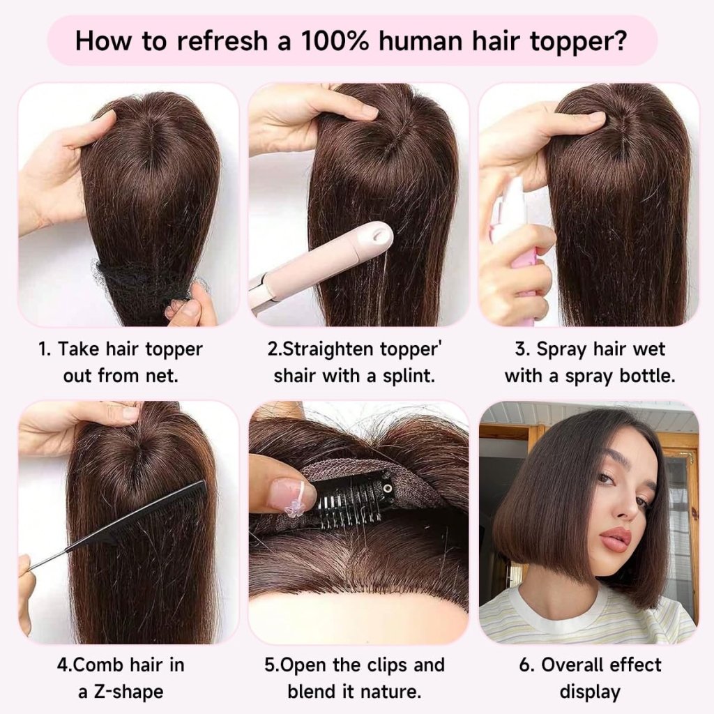 Hair Toppers 9.8” 100% Real Hair Piece Dark Brown Wig - Wigtrends