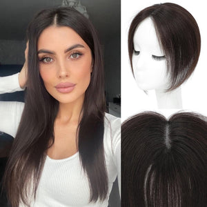 Hair Toppers 9.8” 100% Real Hair Piece Dark Brown Wig - Wigtrends