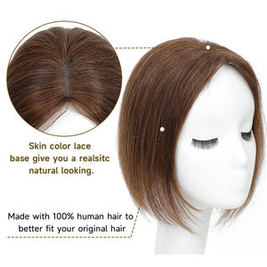 Hair Toppers 9.8” 100% Real Hair Piece Dark Brown Wig - Wigtrends