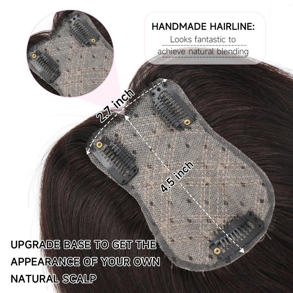 Hair Toppers 9.8” 100% Real Hair Piece Dark Brown Wig - Wigtrends