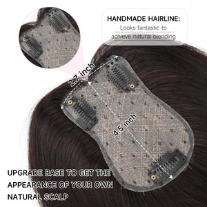 Hair Toppers 9.8” 100% Real Hair Piece Dark Brown Wig - Wigtrends