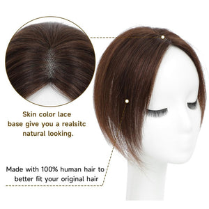 Hair Toppers 9.8” 100% Real Hair Piece Dark Brown Wig - Wigtrends