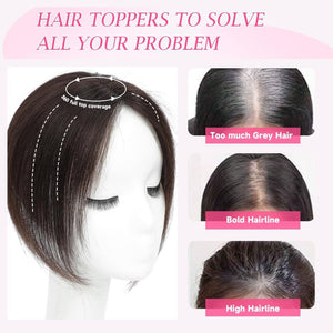 Hair Toppers 9.8” 100% Real Hair Piece Dark Brown Wig - Wigtrends