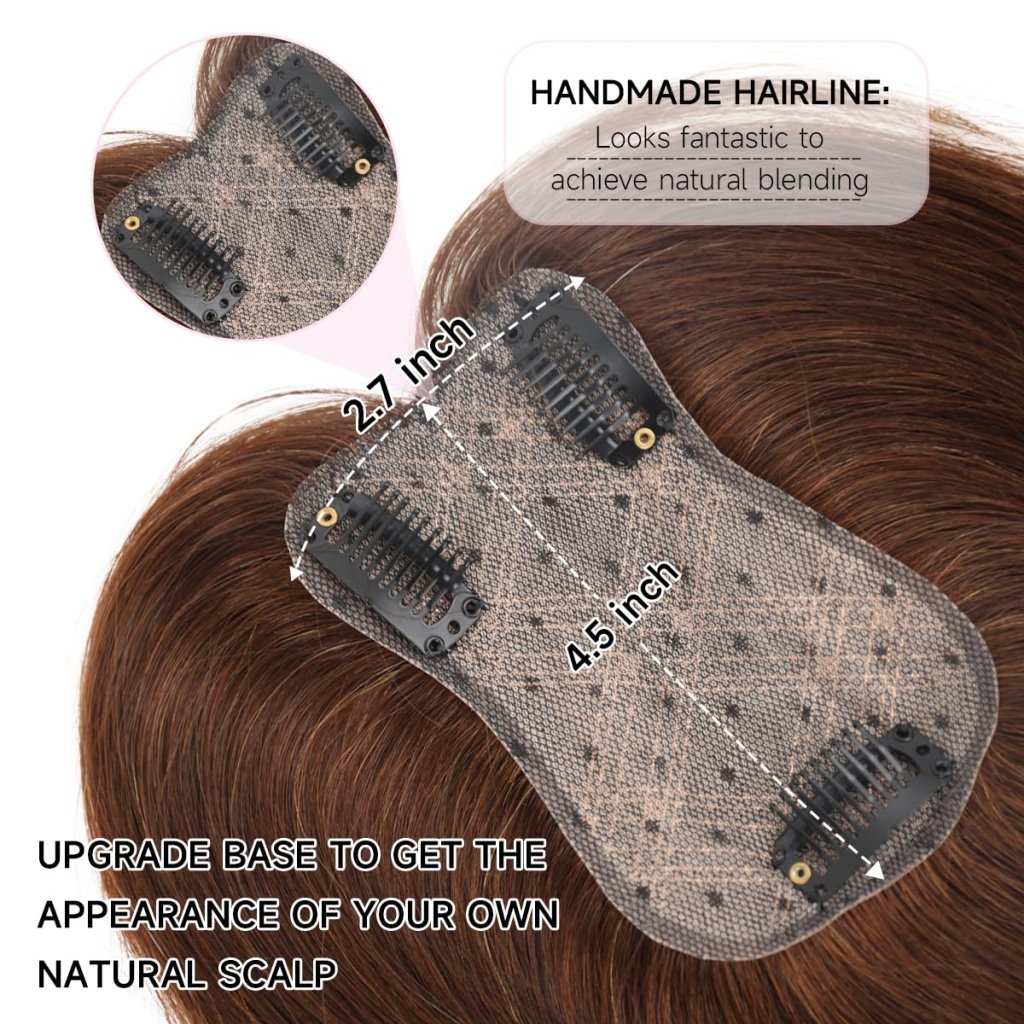 Hair Toppers 9.8” 100% Real Hair Piece Dark Brown Wig - Wigtrends