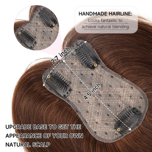 Hair Toppers 9.8” 100% Real Hair Piece Dark Brown Wig - Wigtrends