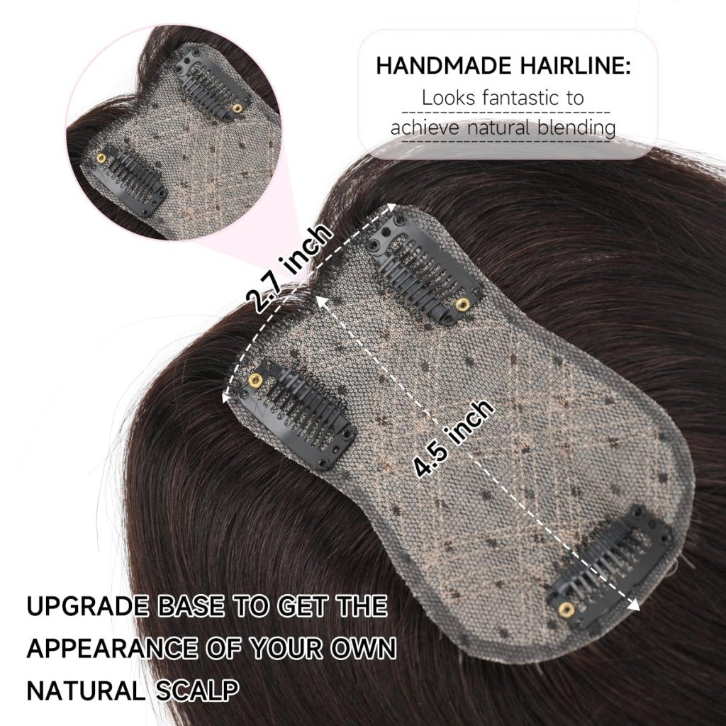Hair Toppers 9.8” 100% Real Hair Piece Dark Brown Wig - Wigtrends
