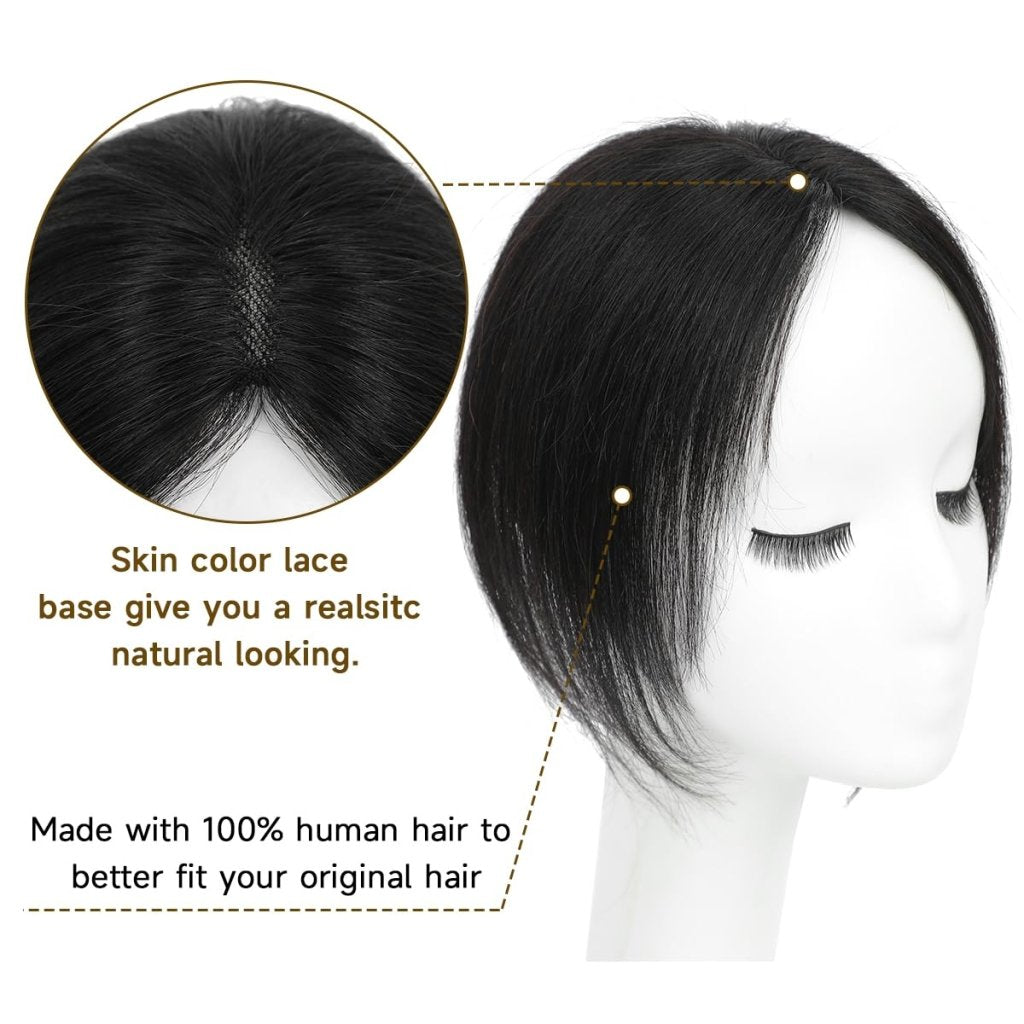 Hair Toppers 9.8” 100% Real Hair Piece Dark Brown Wig - Wigtrends