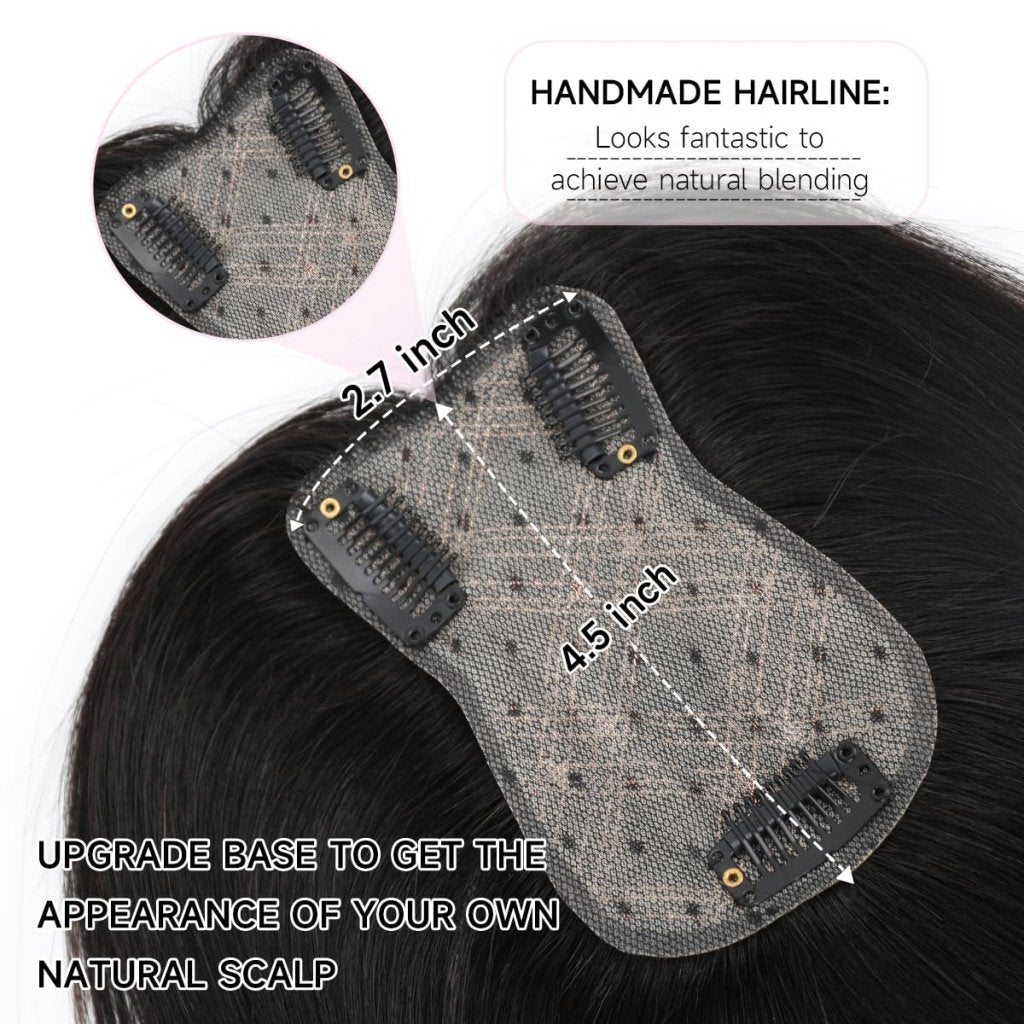 Hair Toppers 9.8” 100% Real Hair Piece Dark Brown Wig - Wigtrends