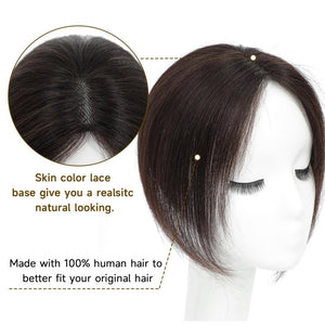 Hair Toppers 9.8” 100% Real Hair Piece Dark Brown Wig - Wigtrends