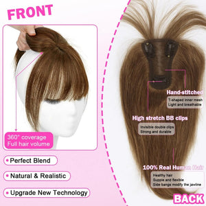 Hair Toppers For Women Real Hair 360° 3D Cover Human Hair Topper Wig with Bangs Hair Pieces - Wigtrends