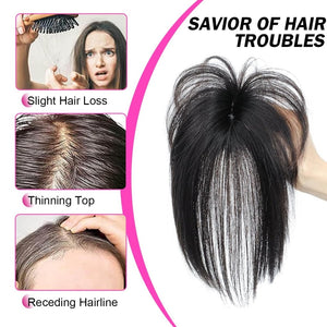 Hair Toppers For Women Real Hair 360° 3D Cover Human Hair Topper Wig with Bangs Hair Pieces - Wigtrends