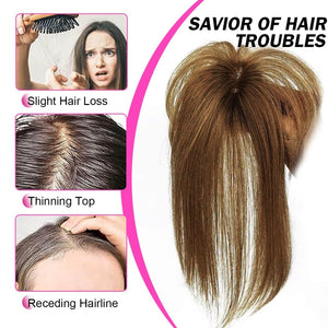 Hair Toppers For Women Real Hair 360° 3D Cover Human Hair Topper Wig with Bangs Hair Pieces - Wigtrends