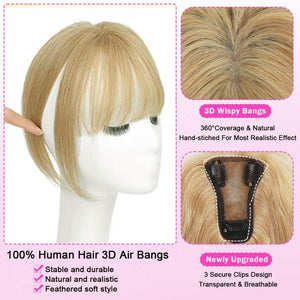 Hair Toppers For Women Real Hair 360° 3D Cover Human Hair Topper Wig with Bangs Hair Pieces - Wigtrends