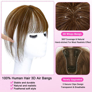 Hair Toppers For Women Real Hair 360° 3D Cover Human Hair Topper Wig with Bangs Hair Pieces - Wigtrends