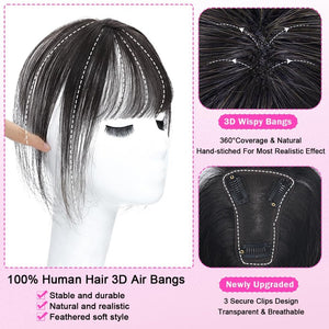 Hair Toppers For Women Real Hair 360° 3D Cover Human Hair Topper Wig with Bangs Hair Pieces - Wigtrends