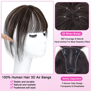 Hair Toppers For Women Real Hair 360° 3D Cover Human Hair Topper Wig with Bangs Hair Pieces - Wigtrends