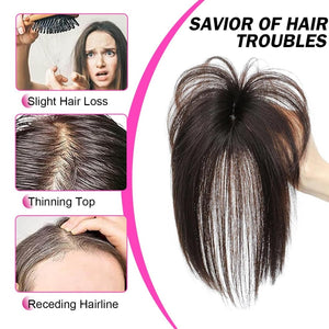 Hair Toppers For Women Real Hair 360° 3D Cover Human Hair Topper Wig with Bangs Hair Pieces - Wigtrends