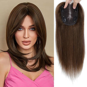 Hair Toppers for Women Real Human Hair 150% Density Clip In Topper Hairpieces 10 × 12CM Swiss Base Wiglet Top Hair Pieces for Women with Thinning Hair(12Inch,1B#) - Wigtrends