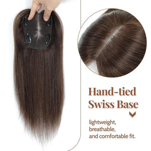 Hair Toppers for Women Real Human Hair 150% Density Clip In Topper Hairpieces 10 × 12CM Swiss Base Wiglet Top Hair Pieces for Women with Thinning Hair(12Inch,1B#) - Wigtrends