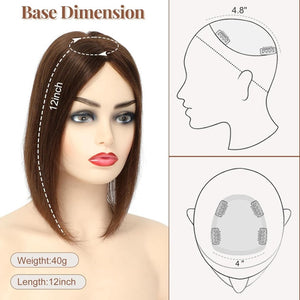 Hair Toppers for Women Real Human Hair 150% Density Clip In Topper Hairpieces 10 × 12CM Swiss Base Wiglet Top Hair Pieces for Women with Thinning Hair(12Inch,1B#) - Wigtrends
