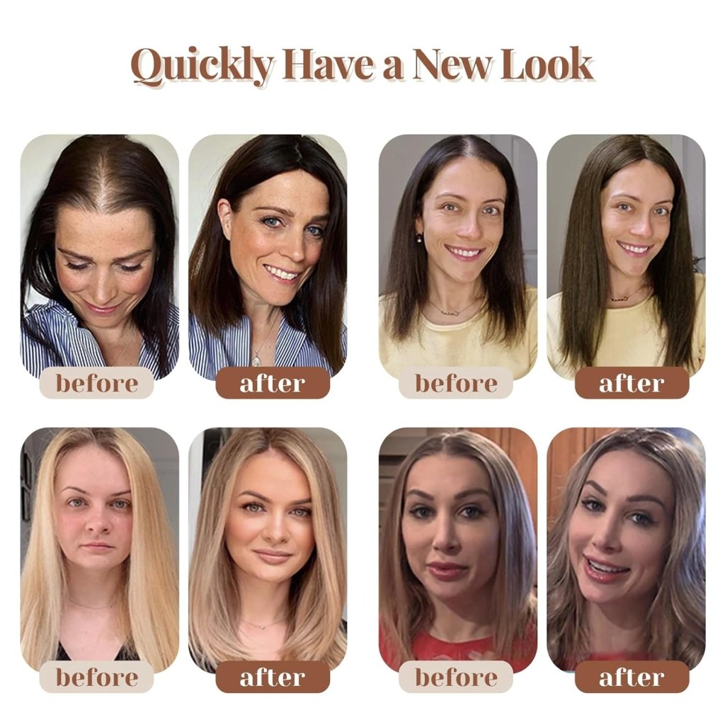 Hair Toppers for Women Real Human Hair 150% Density Clip In Topper Hairpieces 10 × 12CM Swiss Base Wiglet Top Hair Pieces for Women with Thinning Hair(12Inch,1B#) - Wigtrends