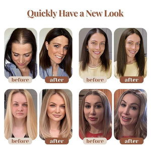 Hair Toppers for Women Real Human Hair 150% Density Clip In Topper Hairpieces 10 × 12CM Swiss Base Wiglet Top Hair Pieces for Women with Thinning Hair(12Inch,1B#) - Wigtrends