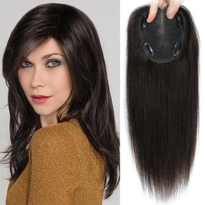 Hair Toppers for Women Real Human Hair 150% Density Clip In Topper Hairpieces 10 × 12CM Swiss Base Wiglet Top Hair Pieces for Women with Thinning Hair(12Inch,1B#) - Wigtrends