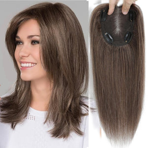 Hair Toppers for Women Real Human Hair 150% Density Clip In Topper Hairpieces 10 × 12CM Swiss Base Wiglet Top Hair Pieces for Women with Thinning Hair(12Inch,1B#) - Wigtrends