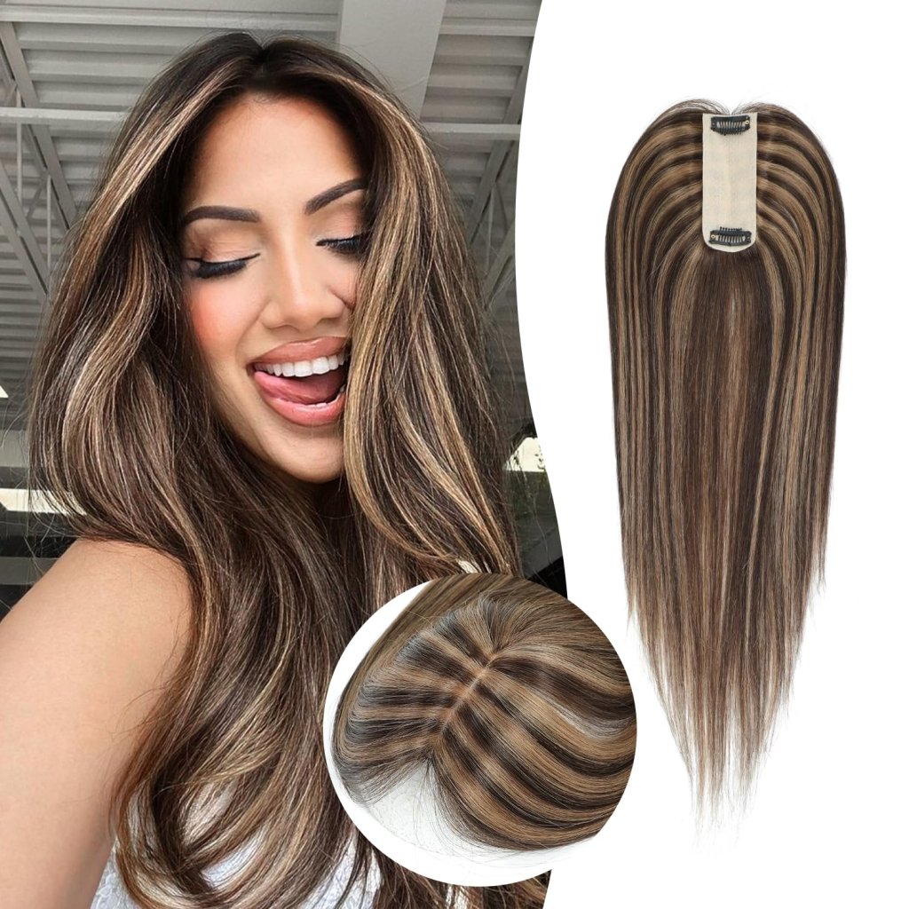 Hair Toppers for Women Real Human Hair 16 Inch for Thinning Hair - Wigtrends