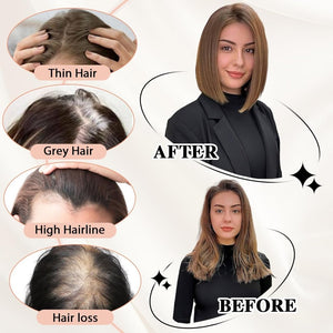 Hair Toppers for Women Real Human Hair 5"*5.5"Large Coverage Brown with Blond Highlight Hair Topper No Bangs - Wigtrends