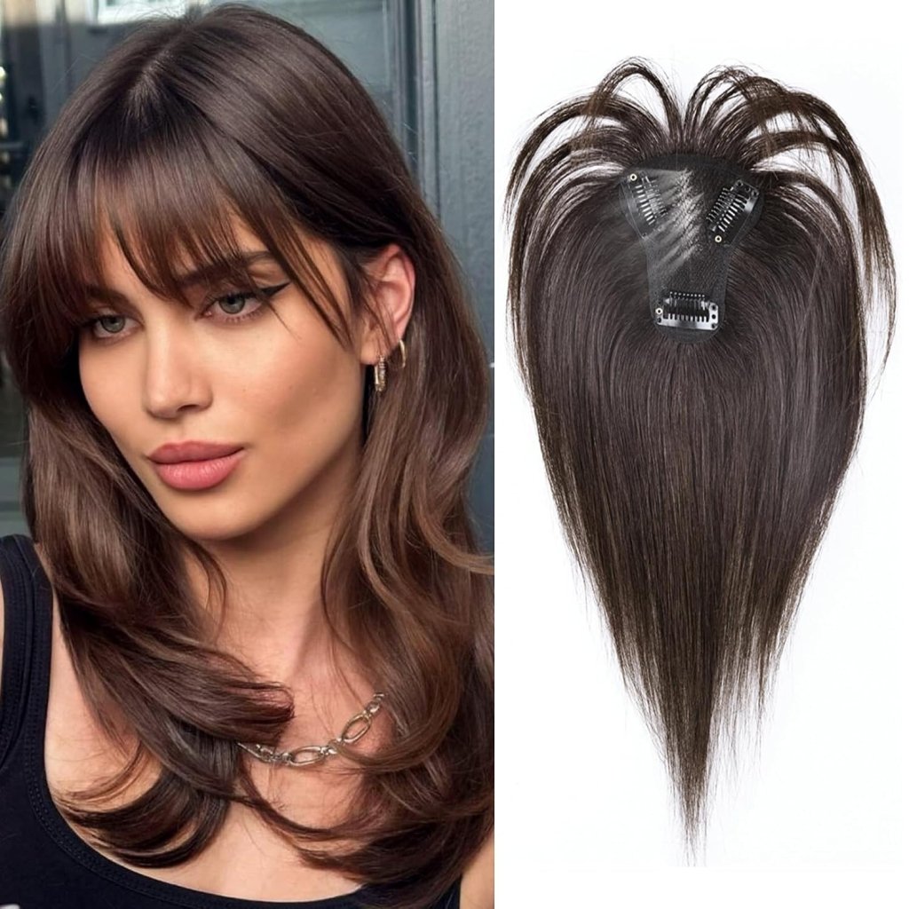 Hair Toppers for Women Real Human Hair Bangs Hair Clip French Fake Clip in Bangs Hair Pieces - Wigtrends