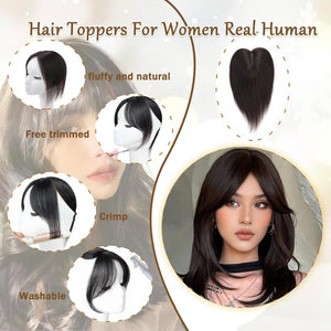 Hair Toppers for Women Real Human Hair Bangs Hair Clip French Fake Clip in Bangs Hair Pieces - Wigtrends