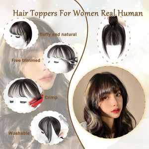 Hair Toppers for Women Real Human Hair Bangs Hair Clip French Fake Clip in Bangs Hair Pieces - Wigtrends