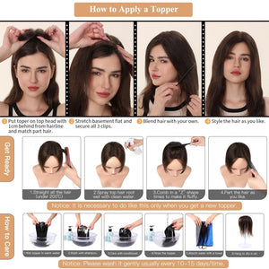 Hair Toppers for Women Real Human Hair Salt and Pepper Grey Human Hair Toppers 10 inch Dark Grey - Wigtrends