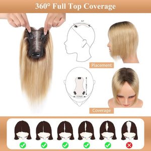 Hair Toppers for Women Real Human Hair Salt and Pepper Grey Human Hair Toppers 10 inch Dark Grey - Wigtrends