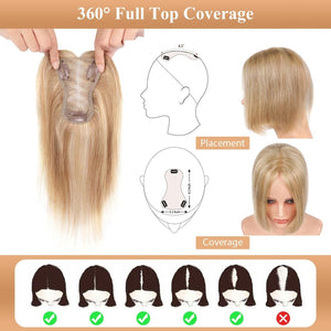 Hair Toppers for Women Real Human Hair Salt and Pepper Grey Human Hair Toppers 10 inch Dark Grey - Wigtrends