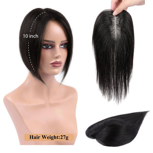 Hair Toppers for Women Real Human Hair Salt and Pepper Grey Human Hair Toppers 10 inch Dark Grey - Wigtrends